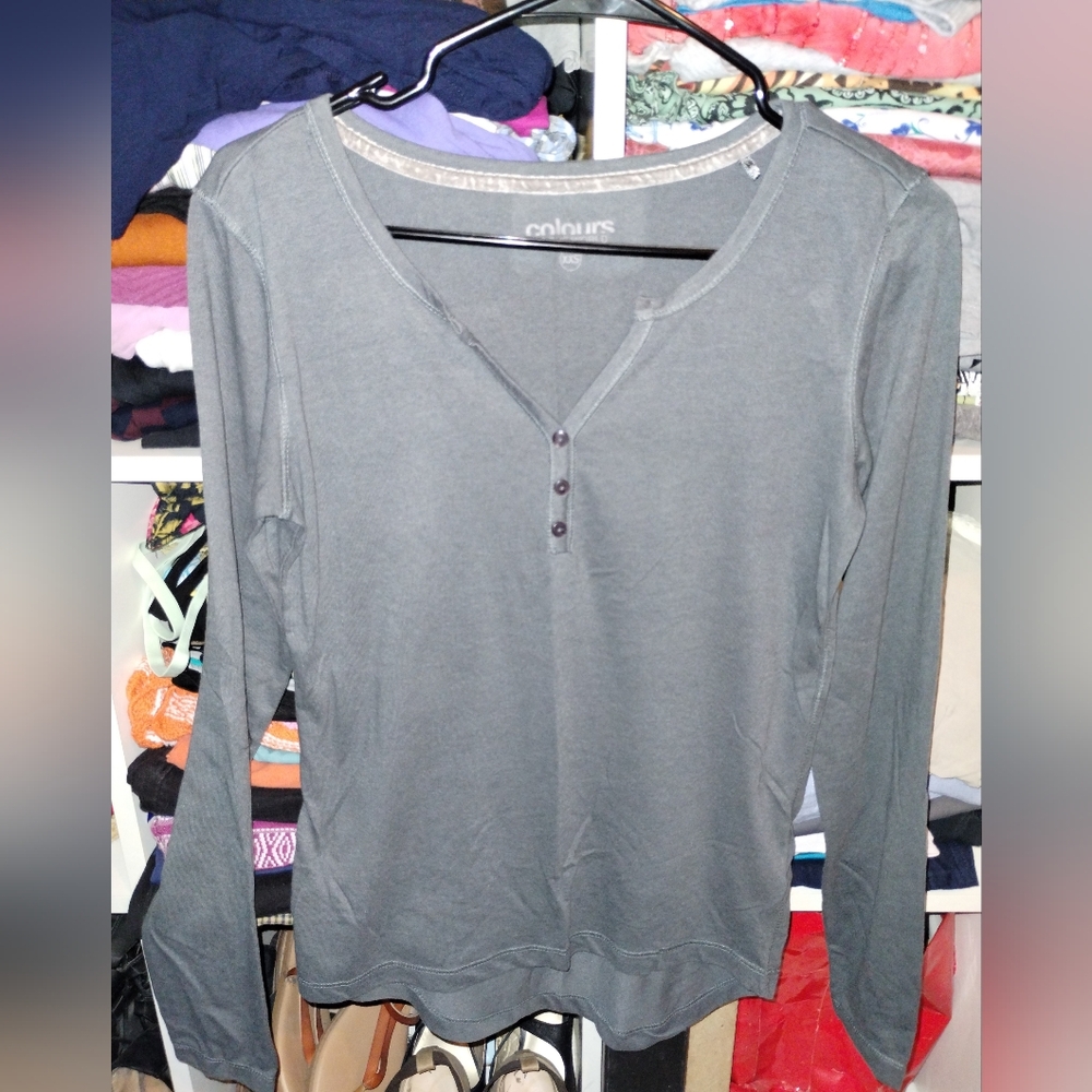 Colors Of The World Gray Long Sleeve Top Xxs